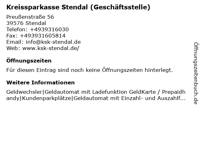 ᐅ Offnungszeiten Kreissparkasse Stendal Geschaftsstelle Nord Preussenstr 56 In Stendal