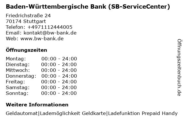 á… Offnungszeiten Bw Bank Baden Wurttembergische Bank Geldautomat Friedrichstr 24 In Stuttgart