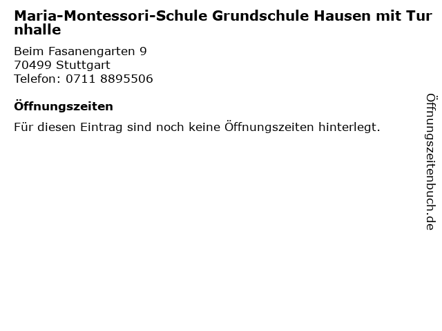 ᐅ Offnungszeiten Maria Montessori Schule Grundschule Hausen Mit