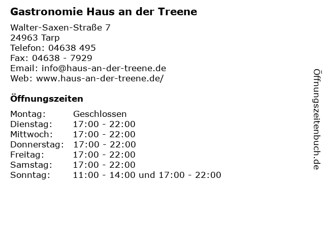 ᐅ Offnungszeiten Gastronomie Haus An Der Treene Walter Saxen