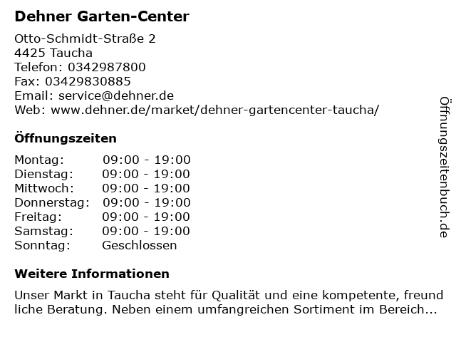 ᐅ Offnungszeiten Dehner Garten Center Otto Schmidt Strasse 2