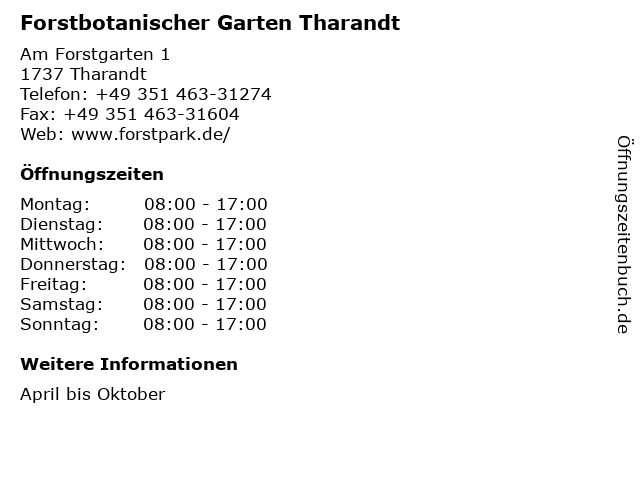 ᐅ Offnungszeiten Forstbotanischer Garten Tharandt Am