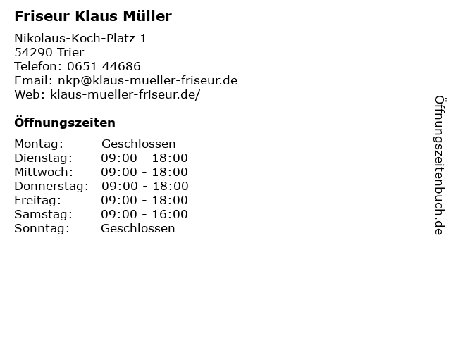 ᐅ Offnungszeiten Klaus Muller Nikolaus Koch Platz In Trier