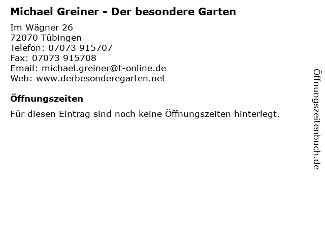 ᐅ Offnungszeiten Michael Greiner Der Besondere Garten Im