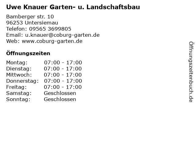 ᐅ Offnungszeiten Uwe Knauer Garten U Landschaftsbau