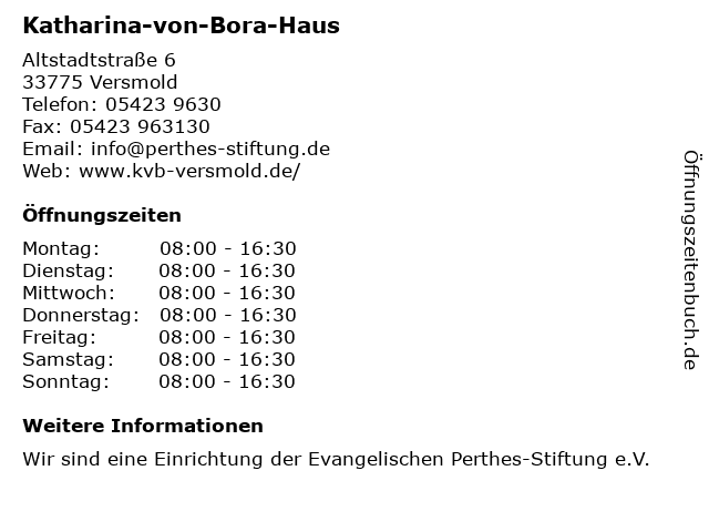 ᐅ Offnungszeiten Katharina Von Bora Haus Altstadtstrasse 6 In