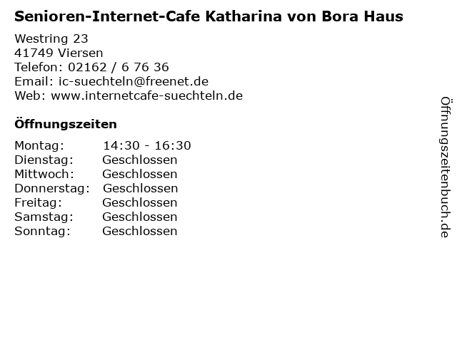 ᐅ Offnungszeiten Senioren Internet Cafe Katharina Von Bora Haus