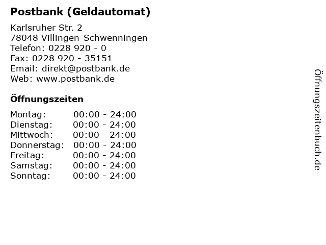 ᐅ Offnungszeiten Postbank Geldautomat Karlsruher Str 2 In Villingen Schwenningen