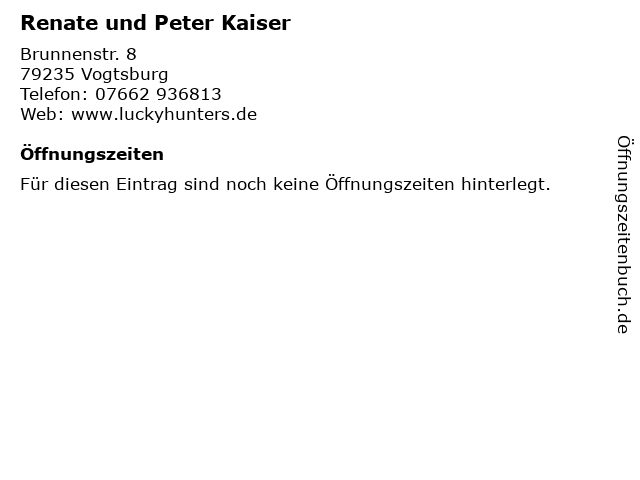 ᐅ „Renate Peter Kaiser“ | Brunnenstr. 8 in