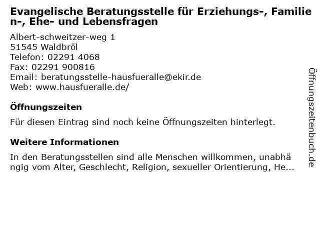 ᐅ Offnungszeiten Haus Fur Alle Beratungsstelle Fur Erziehungs