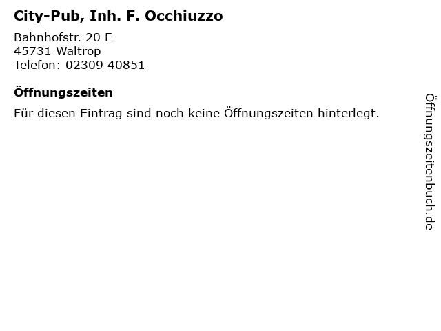 ᐅ Offnungszeiten City Pub Inh F Occhiuzzo Bahnhofstr 20 E