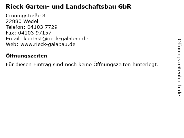 ᐅ Offnungszeiten Rieck Garten Und Landschaftsbau Gbr