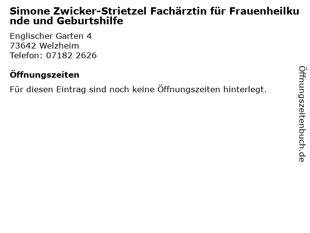 ᐅ Offnungszeiten Simone Zwicker Strietzel Facharztin Fur