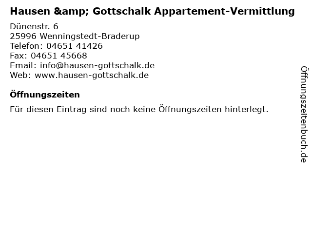 ᐅ Offnungszeiten Hausen Gottschalk Appartement Vermittlung