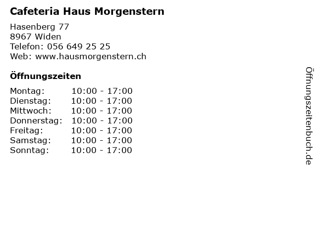 ᐅ Offnungszeiten Cafeteria Haus Morgenstern Hasenberg 77 In Widen