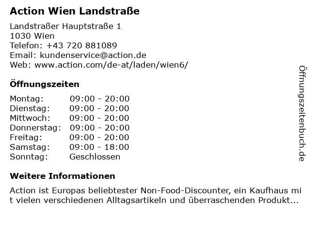 action öffnungszeiten nähe favoriten wien