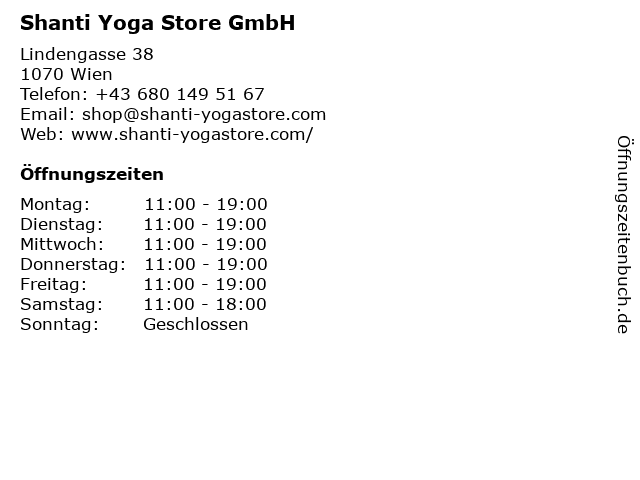 ᐅ Öffnungszeiten „Shanti Yoga Store GmbH“