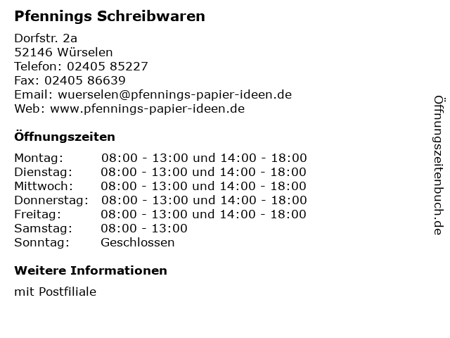 ᐅ Öffnungszeiten „Pfennings Schreibwaren, Filiale ...