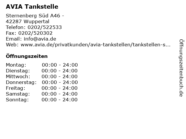 ᐅ Offnungszeiten Avia Tankstelle Sternenberg Sud 6 In Wuppertal