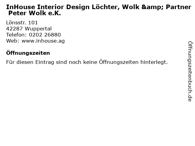 ᐅ Offnungszeiten Inhouse Interior Design Lochter Wolk