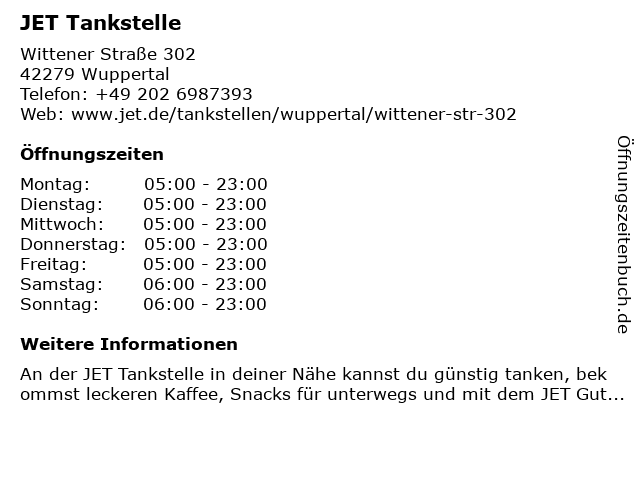 ᐅ Offnungszeiten Jet Tankstelle Wittener Str 302 In Wuppertal