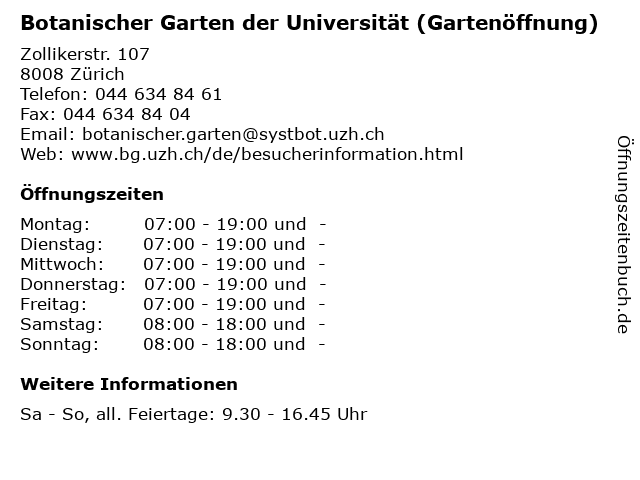 ᐅ Offnungszeiten Botanischer Garten Der Universitat